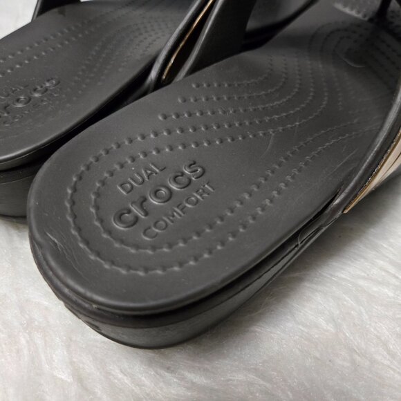 Crocs Monterey Metallic Strap Wedge Flip Flop, 9 - Picture 5 of 7